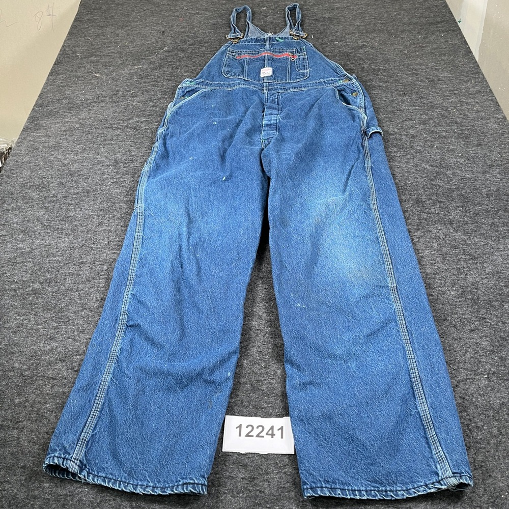 Pointer Brand Overalls Bib Mens 40x32 Blue Denim Cotton Workwear Straight Leg